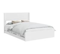 QJBSAVVA Marco de cama con cabecero y 6 cajones, color blanco, 150 x 200 cm | Moderno marco de cama doble de madera para dormitorio con compartimentos integrados y somier de láminas resistente.