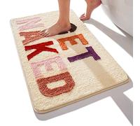 QJHOMO Alfombra de Baño Beige Multicolor Antideslizante Lavable Divertida Suave Microfibra Absorbente 50 x 80 cm