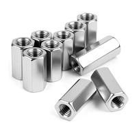 qjuwhua Tuerca larga M10 x 50 mm, tuercas de conexión, manguitos roscados, acero inoxidable 304, manguitos roscados hexagonales, manguitos espaciadores, tuerca de extensión para electrodomésticos de