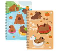 Qkbuza Cuaderno Espiral, Cuaderno Espiral A5 Diario de Viaje, 2 Unidades Libreta de Papelería con Carpinchos Resistente a Manchas para Notas Dibujo Viajes