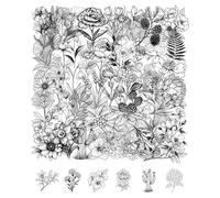 QLEUIFT 50 Piezas Pegatinas Plantas Negro Blanco Vintage, Stickers Botánicas Monocromo Transparentes, Pegatinas Impermeables PET para Scrapbooking, Álbumes Recortes, Diario, Decoración DIY Minimalista