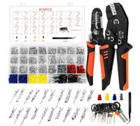 QLOUNI Kit de conectores eléctricos para coche 816 piezas con crimpadora y pelacables, terminales 1,0-3,5 mm, tapones de sellado y extractores para coche, moto y barco
