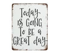 QMIQXIWS Today Is Going To Be A Great Day Vintage Tin Sign Motivational Wall-Art for Office Home Bar 8 X 12 in