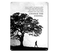 QMIQXIWS You Cannot Change The Beginning Motivational Quote Metal Tin Sign Vintage Wall-Art for Office Decor Study Corner Gym 8 X 12 in