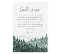 QMKADFQXF Psalm 51 10 12 Vintage Tin Sign Inspirational Quote Wall Decor for Living Room Bedroom Kitchen Bathroom Farmhouse Garage Man Cave 8 X 12 inch