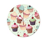 QMNVBDS Reloj de pared con diseño de magdalenas, reloj de pared a pilas, sin escala, reloj de pared grande, reloj de pared de madera, relojes de pared para sala de estar, reloj de pared silencioso