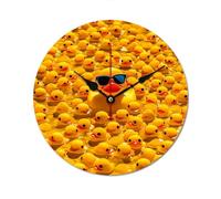 QMNVBDS Reloj de pared con diseño de pato amarillo con gafas de sol, reloj de pared a pilas sin escala, reloj de pared grande, reloj de pared de madera, relojes de pared para sala de estar, reloj de