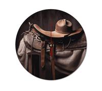 QMNVBDS Reloj de pared con silla de caballo con sombrero de vaquero, reloj de pared, funciona con pilas, sin escala, reloj de pared grande, reloj de pared de madera, relojes de pared para sala de
