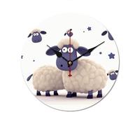 QMNVBDS Reloj de pared de oveja, reloj de pared a pilas, sin escala, reloj de pared grande, reloj de pared de madera, relojes de pared para sala de estar, reloj de pared silencioso decorativo