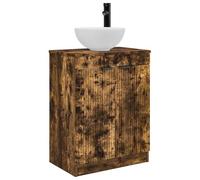 Qnhdfrt Armario de baño con lavabo, lavabo con armario bajo, mueble de baño, armario de pie para debajo del lavabo de madera de roble ahumado, 54 x 35 x 83 cm