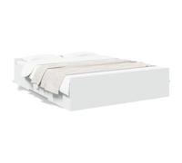 Qnhdfrt Estructura de cama con cajones, 140 x 200 cm, moderna cama funcional de madera con somier, espacio de almacenamiento, marco de cama con 2 cajones para dormitorio, color blanco