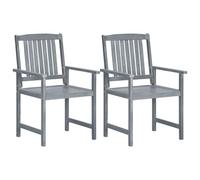 Qnhdfrt Juego de 2 sillas de jardín de madera maciza de acacia para jardín, terraza y balcón, sillas de comedor estables y rústicas para exteriores, 57 x 61 x 92 cm