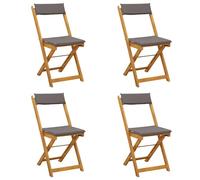 Qnhdfrt Juego de 4 sillas plegables de madera maciza de acacia, color gris oscuro, 40 x 53 x 80 cm, sillas de jardín rústicas con cojines lavables para balcón, terraza y jardín