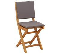 Qnhdfrt Juego de 8 sillas de jardín plegables de madera maciza de acacia con cojines gris oscuro, sillas de jardín rústicas para terraza y jardín, 36 x 46 x 85 cm