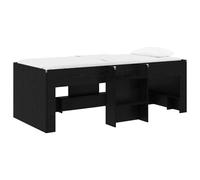 Qnhdfrt Litera alta de roble negro, 100 x 200 cm, estructura de cama con escalera y espacio de almacenamiento, marco estable para habitaciones juveniles y habitaciones de invitados, color negro