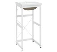 Qnhdfrt Mueble de baño con lavabo, lavabo con lavabo de cerámica, estante de hierro para baño y aseo de invitados, color blanco, 40 x 38 x 83 cm