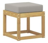 Qnhdfrt Taburete de exterior blanco 43 x 43 x 45 cm, madera de acacia maciza, taburete de jardín con cojín de asiento, pequeño para balcón, terraza y jardín
