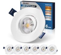 QOJUX Downlight LED Techo Empotrable, Giratorio Foco Empotrable LED Techo 5W 500LM Downlight 3000K 4000K 6500K, IP44 Ø64-80mm Focos Interior AC 220-240V para Baño Salón Cocina, 6 Piezas