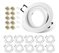 QOJUX Marco Foco Empotrable GU10, 10 Pieza Marcos Foco Empotrable LED Techo | Blanco 68mm, con Portalamparas GU10, Ángulo Basculación 30°, Marco Downlight Para Lámparas De Led O Halógena