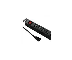 Qoltec Multipresa para armario RACK 19-pulgadas, 1U, 10A, PDU, CB, 8xIEC C13, 2m - 53998