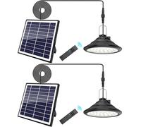 Qoolife Lámparas solares para exterior e interior, 4500 mAh, 3 colores/4 modos, lámpara LED solar colgante con mando a distancia, IP66, carga USB, lámpara colgante para jardín 2 unidades