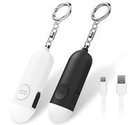 Qoosea 2 Alarma Personal Safesound Personal Security Alarma Charge Alarm 130DB Alarma de Seguridad de Pánico con Luz LED Aprobada por la Policía, Llavero de Autodefensa para Niños (Negro+ Blanco)