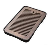 QOXEZY Bandeja de té de madera minimalista con drenaje para uso doméstico de té, complementando el estilo interior, madera marrón de 32 x 19 cm para hacer té en casa