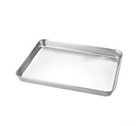 QOXEZY Bandeja rectangular de acero inoxidable con fondo plano, para accesorios de parrilla de barbacoa, organización de platos de cocina de restaurante, con tapa para tamaño XL, caja de