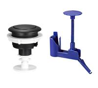 QOXEZY Botón de descarga de inodoro ABS cromado negro 38 mm, 48 mm, 58 mm | Este botón de descarga se adapta a agujeros de cisterna de inodoro de 38 mm, 48 mm y 58 mm utilizando el soporte incluido.