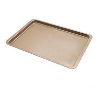 QOXEZY Hoja rectangular de carbono de 14.5 pulgadas, para revestimiento antiadherente Xylan, construcción de carbono pesado para uniforme, bordes enrollados, para galletas, pizza, pollo asado (dorado)