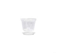 QOXEZY Paquete de 1/5 macetas de plástico, macetas de orquídeas transparentes de 5.5 pulgadas con agujeros de drenaje y platillos ranurados para interiores y exteriores, oficina, balcón