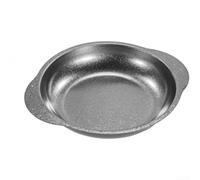 QOXEZY Sartén poco profunda de acero inoxidable, acabado texturizado gris copo de nieve, para servir comidas en entornos contemporáneos, olla de aperitivos, 23 cm (A)