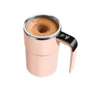 QOXEZY Taza de café automática con pantalla de temperatura, taza agitadora magnética recargable con control de temperatura en tiempo real para viajes, oficina (acero inoxidable 304 rosa)