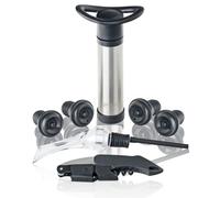 Qpractiko Kit vino acero inox. plata con 4 tapones