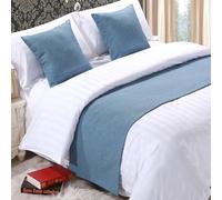 QRGMKL Corredor de Cama Premium para pie de Cama, Bufanda de Cama de Color sólido Colcha de Lino de algodón decoración del hogar Protector de Cama de Dormitorio-Aqua||2 Pillowcases(45X45cm)