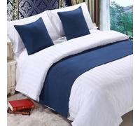 QRGMKL Corredor de Cama Premium para pie de Cama, Bufanda de Cama de Color sólido Colcha de Lino de algodón decoración del hogar Protector de Cama de Dormitorio-Dark Blue||2 Pillowcases(45X45cm)