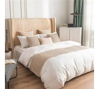 QRGMKL Nueva Colcha de Lujo Bed Runner Northern Europe Bed Scarf Soft Solid Color Bedroom Hotel Bedding Protector - Disponible en Ambos Lados-Beige||2 Pillowcases(55X55cm)