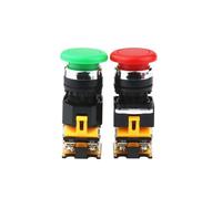 QRUYHBAJU Interruptor pulsador de Cabeza de Hongo de plástico, 22 mm, 1NO1NC, reinicio automático, DPST, 4 Tornillos, 10 A, 400 V, Interruptor de Encendido, Rojo y Verde(Rot)