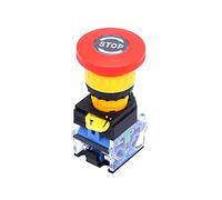 QRUYHBAJU Interruptor pulsador de Parada de Emergencia con Enclavamiento Tipo Hongo Rojo, 22 mm, 1 NC, 1 NA, 10 A, 440 V