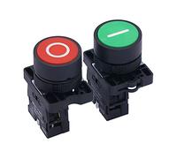 QRUYHBAJU Interruptor pulsador momentáneo de 22 mm CA 660 V 10 A con señal roja y Verde de Entrada/Salida (NO/NC)