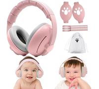 QSLKI 2 en 1 Cascos Bebe Antiruido, Auriculares Antirruido Para Bebés De 0-4 Años, Protectores Auditivos Para Bebe, Diadema Ajustable, Antideslizante Y Sin Presión, Reducción De Ruido Para Bebés, Rosa