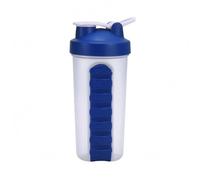 QSTDGVPW Botella Mezcladora de Proteína Vaso Shaker Contenedor Deportivo Taza Batidora Bidón Agitador con Bola de Acero Inoxidable con Tapa de Rosca y Abatible, Azul, Azul