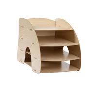 QSTDGVPW Organizador de Escritorio para Archivos, Carpeta de Archivos de 4 Niveles, Estante de Almacenamiento de Artículos de Oficina de Madera, Organizador de, MarrÓn