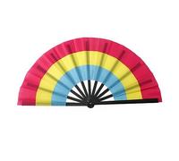 Qsvbeeqj Abanicos de mano plegables con arco iris, decoración de baile, accesorios para festivales de música y fiestas
