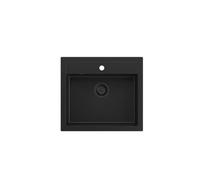 QUADRON fregadero BILL 110 fregadero de granito de GRANITEQ, fregadero empotrable de 1 cubeta en 595x540x205 mm, color: carbón puro/negro desagüe, fregadero de cubeta grande con sifón
