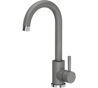 QUADRON Grifo de cocina KATE SteelQ Grifo mezclador 360°, color: gris, altura: 22,3 cm Función QFix, giratorio-, parte superior: cerámica, grifo mezclador para fregadero de cocina