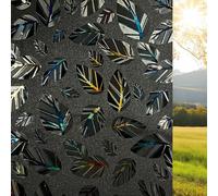Qualsen Vinilo Opaco para Ventanas 3D Negro Patrones de Hojas 30x120cm, Vinilos para Cristales Efecto Arcoiris Decorativo Electrostaticos Oscurecer Lámina Privacidad Ventana para Hogar, Dormitorio
