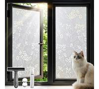 Qualsen Vinilos para Cristales con Estampado Floral Vinilo Cristal Estático Vinilo Ventana Privacidad Lámina No Adhesivo Anti-UV Vinilos para Cristales Decorativos de Bano Cocina (44.3 x 200 cm)