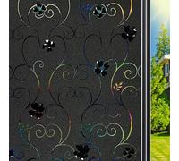 Qualsen Vinilos para Cristales Efecto Arcoiris 30x120cm, Patrón de Flores 3D Vinilo Opaco para Ventanas Decorativos, Electrostaticos Esmerilado Bloquear la Luz Vinilo Ventana Privacidad para Hogar