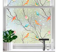 Qualsen Vinilos para Cristales, Lámina Privacidad Ventana Decorativa con Estampado de pájaros, Vinilo Ventana Privacidad Extraíble, Vinilo Cristal Anti-UV, para el hogar y la Oficina (44.3 x 200 cm)
